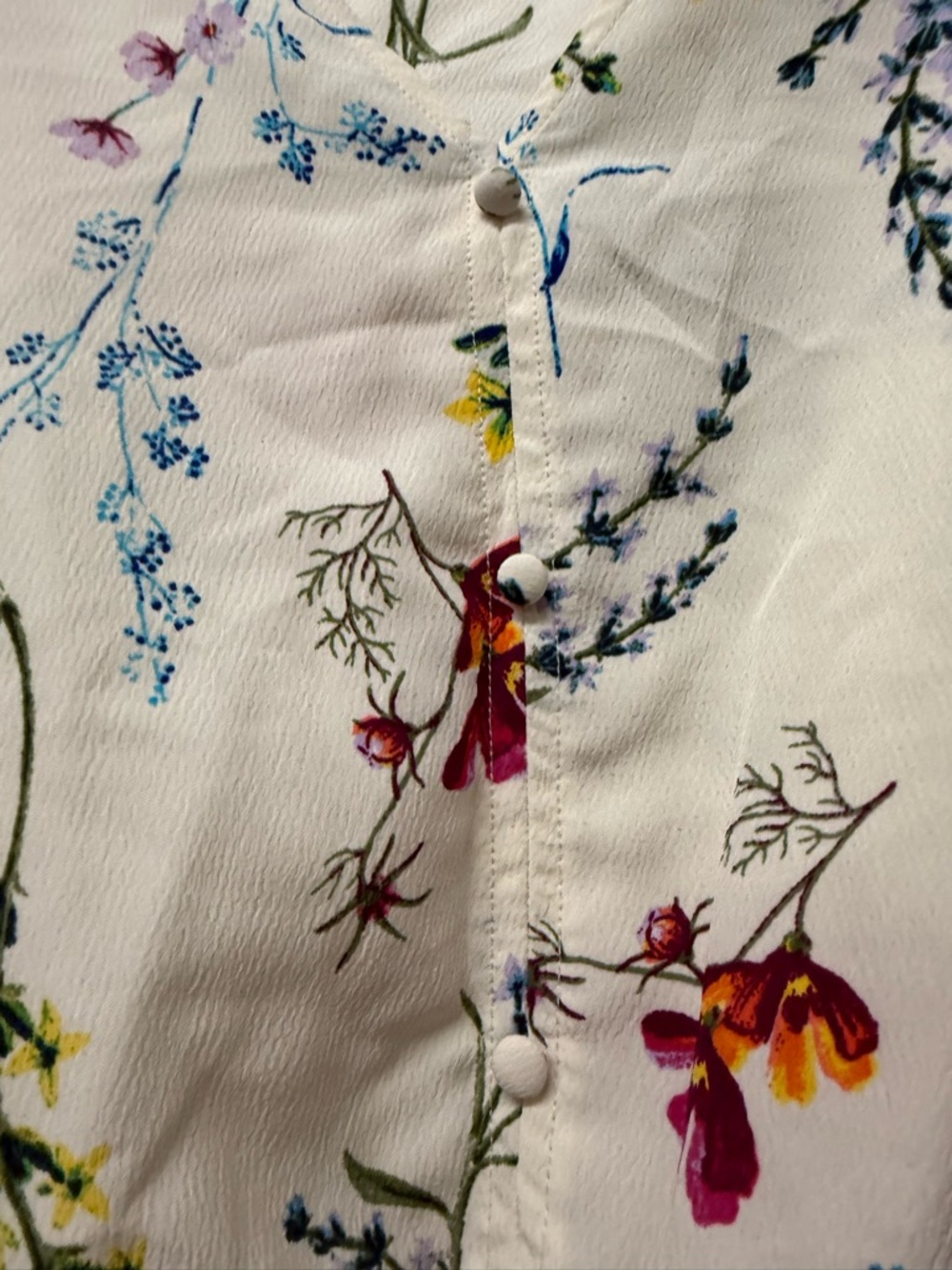 Time and Tru Floral Smocked Peplum Blouse XL Boho Puff Sleeves - Picture 2 of 6